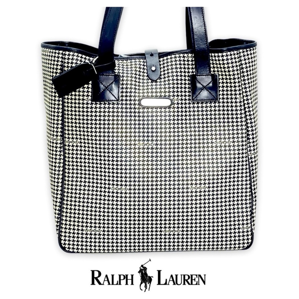 Ralph Lauren Black and White Houndstooth Tote